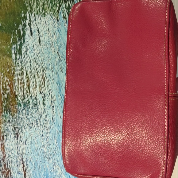 Genuine red pebbled leather hobo style shoulder bag - Picture 5 of 13